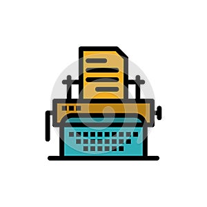 Typewriter, Typing, Document, Publish  Flat Color Icon. Vector icon banner Template