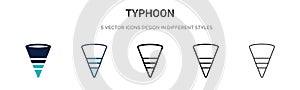 Typhoon icon in filled, thin line, outline and stroke style. Vector illustration of two colored and black typhoon vector icons