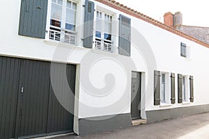 Typic alley with white houses in center of Noirmoutier VendÃ©e France