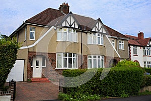 Typical 1930s pebble dashed semi detatched house photo