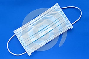 Typical 3 ply surgical face mask with rubber ear straps.