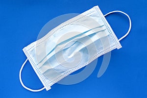 Typical 3 ply surgical face mask with rubber ear straps.