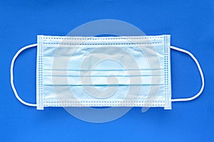 Typical 3 ply surgical face mask with rubber ear straps.