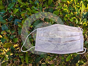 Typical 3-ply surgical mask to cover the mouth and nose