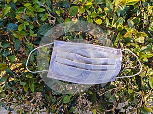 Typical 3-ply surgical mask to cover the mouth and nose