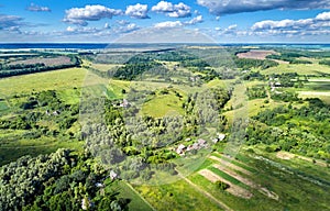 Typical aerial landscape of the Central Russian Upland. Kursk region