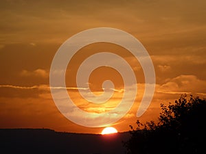 Typical african sunset in Masai Mara, Kenya
