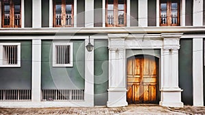 A typical Ahsram building and Door in Pondicherry,India