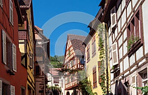 typical alley of Alsatian village, France