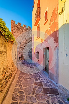 Typical alley in colliore city at morning in France