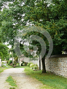 Typical alley in the medieval village of Yevre chatel