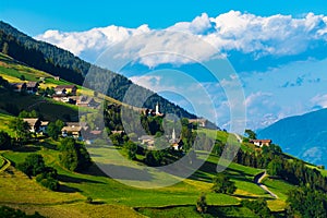 Typical alpine villages in tyrol alps on sunset