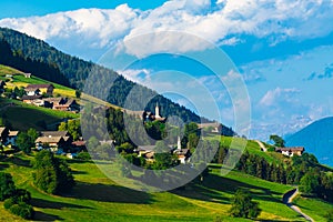 Typical alpine villages in tyrol alps on sunset