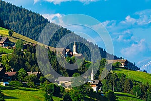 Typical alpine villages in tyrol alps on sunset