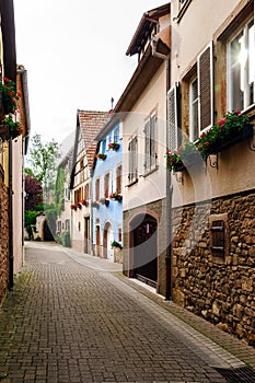 Typical alsacien house in small village, Bas-Rhin