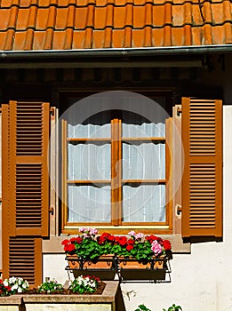 Typical alsacien house in small village, Bas-Rhin