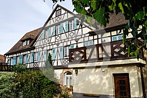 Typical alsacien house in small village, Bas-Rhin