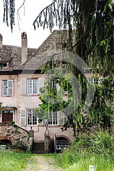 Typical alsacien house in small village, Bas-Rhin