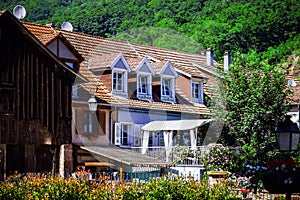 Typical alsacien house in small village, Bas-Rhin