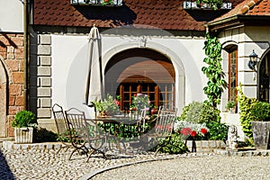 Typical alsacien house in small village, Bas-Rhin