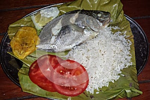 Typical amazonic fish wrapped in banana leaves, Ecuador