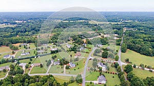 Typical american country subdivision neighborhood aerial