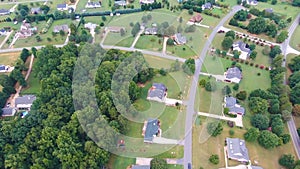 Typical american country subdivision neighborhood aerial