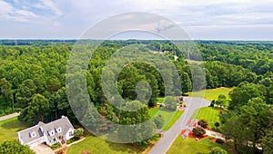 Typical american country subdivision neighborhood aerial