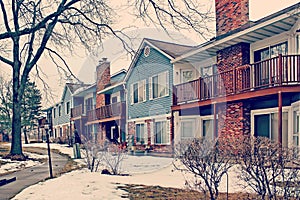 A typical American home covered in snow the morning after a heavy snowfall. Instagram filter