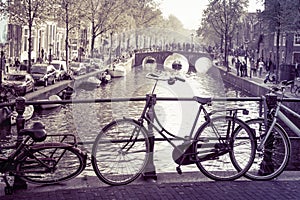 Typical Amsterdam Bicycles, Bridges & Canals