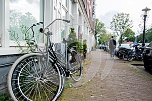 Typical Amsterdam bike view.