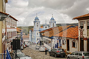 View to historic center of Diamantina with Metropolitan cathedral, Minas Gerais, Brazil photo