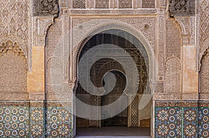 Typical Arab arches with their arabesques. marrakesh morocco