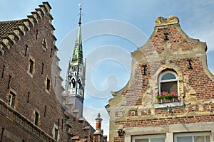 Typical architecture of house facades on Grote Gracht street, Limbourg, Maastricht photo