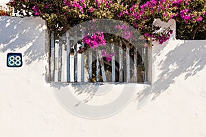 Typical architecture of houses on the island of Santorini in Greece in the Cyclades