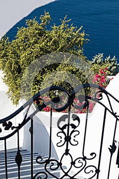 Typical architecture of houses on the island of Santorini in Greece in the Cyclades