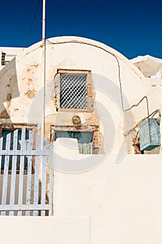 Typical architecture of houses on the island of Santorini in Greece in the Cyclades