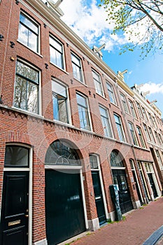Typical architecture in Jordaan district. Amsterdam, the Netherlands.