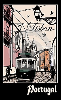 Typical architecture and tramway in Lisbon