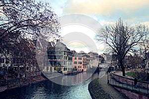 Architecture in waterfront in Alsace