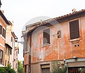 Typical architectures in the Trastevere district in Rome, Italy