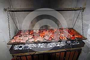 Typical argentinean parillada BBQ in Argentina or Chile