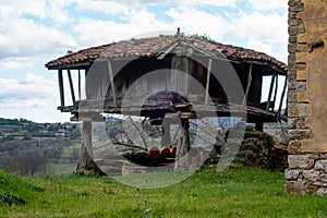 Typical Asturian construction horreo. Spain