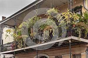Typical balconied buildingin the French Quarter of New Orleans