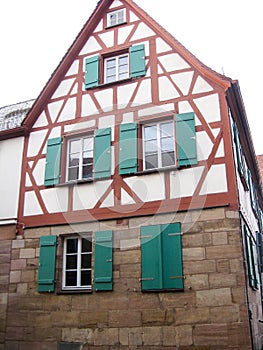 Typical Bavarian fachwerk house, Furth, Germany