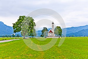 Typical bavarian landscape with chapel