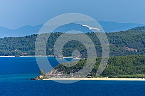 Typical beachscape at Aegean sea, Tristenika beach, Sithonia