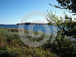 Typical beautiful Danish coastline landscape in the summer