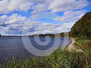 Typical beautiful Danish coastline landscape in the summer