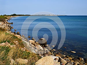 Typical beautiful Danish coastline landscape in the summer Aero Island Denmark